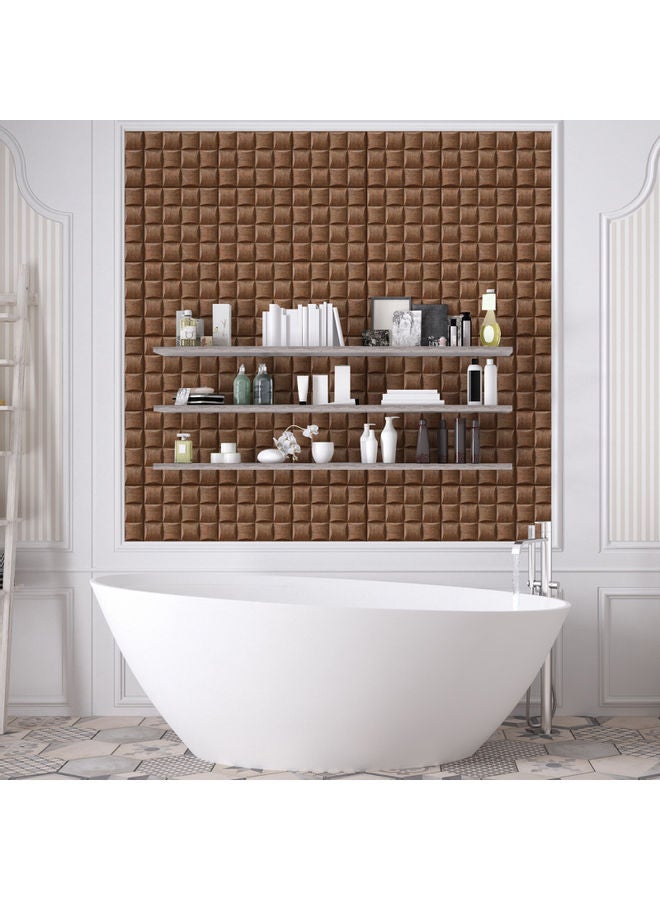 إسكدنيا ورق جدران ذاتي اللصق مضاد للماء وقابل للإزالة بني 32.00x3.00x32.00سم - Image 4