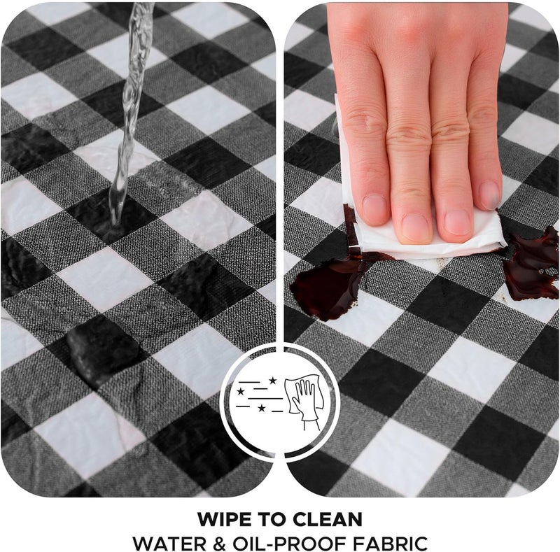 Nasitos 2 Pack Gingham Vinyl Tablecloth 60x102 Inch-Rectangle Picnic Table Cover Waterproof Vinyl Plastic Table Cloth, Black and White Checkered Flannel Backed Tablecloth for Parties, Dinner, Outdoor - Image 2