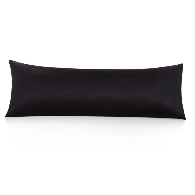 Leeden Body Pillow Cover  100% Cotton  800 Thread Count  Soft Breathable Long Pillow Case  Envelope Closure (Black  21""x 54"") - Image 1