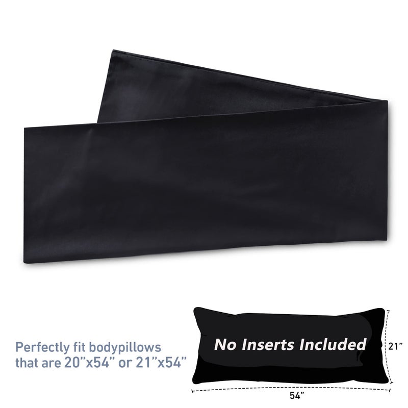 Leeden Body Pillow Cover  100% Cotton  800 Thread Count  Soft Breathable Long Pillow Case  Envelope Closure (Black  21""x 54"") - Image 3