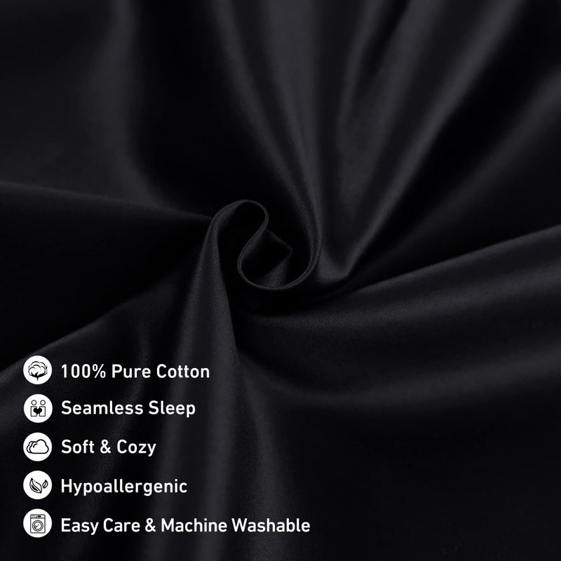 Leeden Body Pillow Cover  100% Cotton  800 Thread Count  Soft Breathable Long Pillow Case  Envelope Closure (Black  21""x 54"") - Image 4