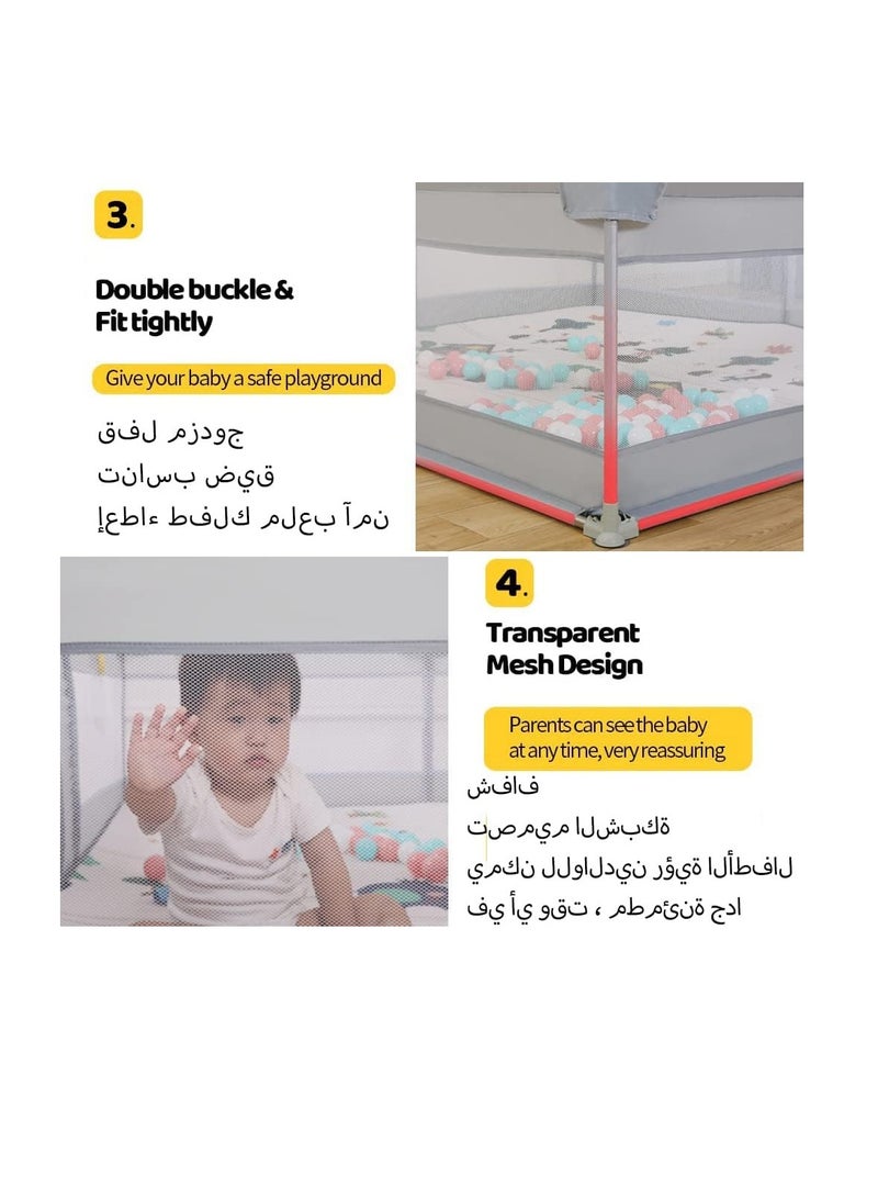 Baby Playpen Fence,Packable Portable Sturdy Extra Large Baby Safety Activity Center Playard With Gate, Breathable Mesh,127*127cm - Image 4
