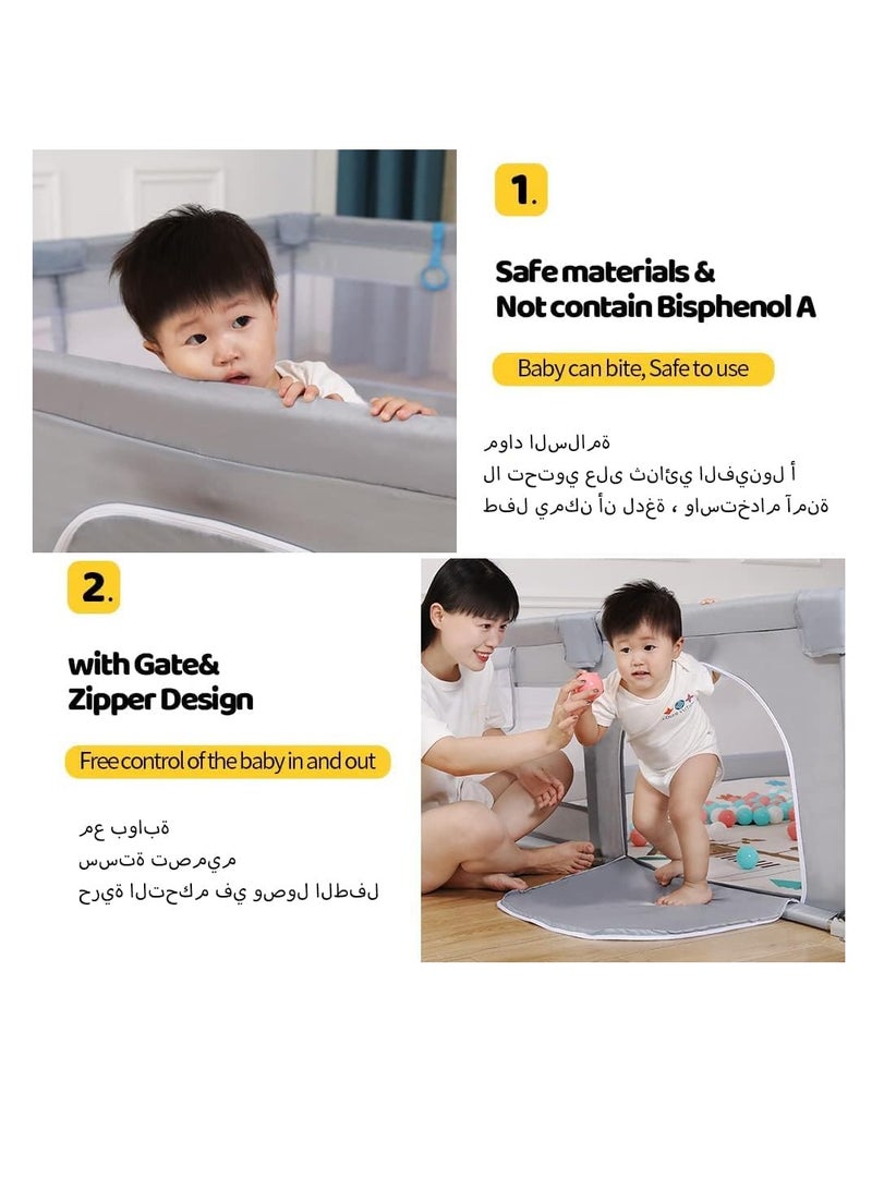 Baby Playpen Fence,Packable Portable Sturdy Extra Large Baby Safety Activity Center Playard With Gate, Breathable Mesh,127*127cm - Image 3