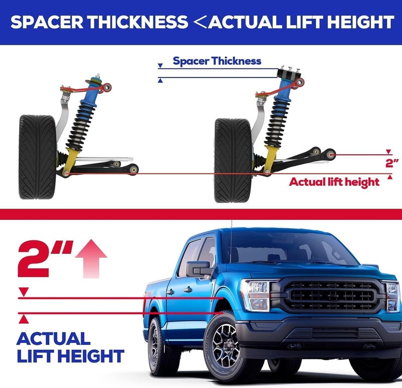 KSP PERFORMANCE KSP 2-inch Leveling Kit for F150 (2004-2026) 2WD 4WD, Forged Aircraft Aluminum Front Lift Spacers, Compatible with Ford Expedition 03-18 & Lincoln Mark LT, Heavy Duty 12.9 Grade Bolts - 2" Lift - Image 3
