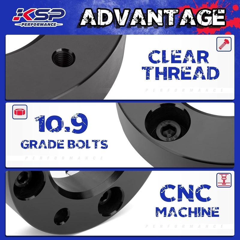 KSP PERFORMANCE KSP 2-inch Leveling Kit for F150 (2004-2026) 2WD 4WD, Forged Aircraft Aluminum Front Lift Spacers, Compatible with Ford Expedition 03-18 & Lincoln Mark LT, Heavy Duty 12.9 Grade Bolts - 2" Lift - Image 4