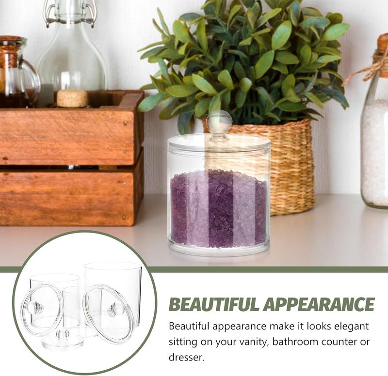 3pcs Apothecary Jars Bathroom Cotton Swab and Cotton Ball Holder with Lid Vanity Storage Organizer for Makeup and Bathroom Accessories - Image 3