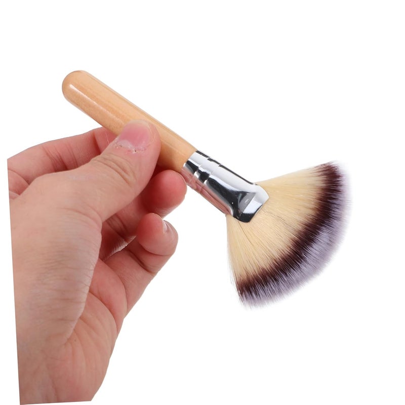 2Pcs Fan Shaped Setting Powder Brush with Soft Synthetic Bristles Large Handle Makeup Tools for Highlighting Blending Contouring and Face Cosmetics Application - Image 3