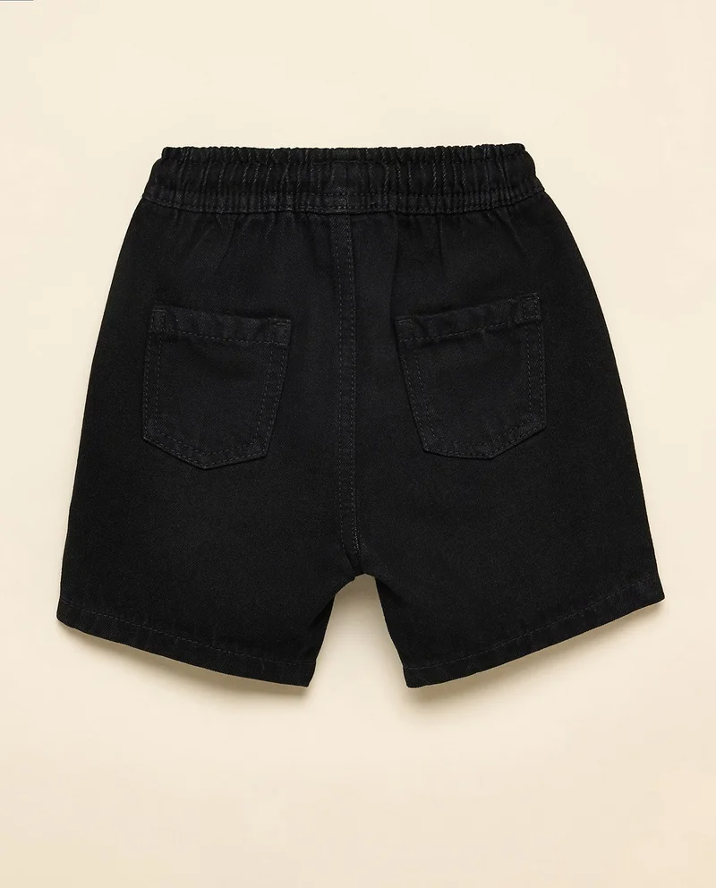 R&B Washed Denim Shorts with Drawstring Waist