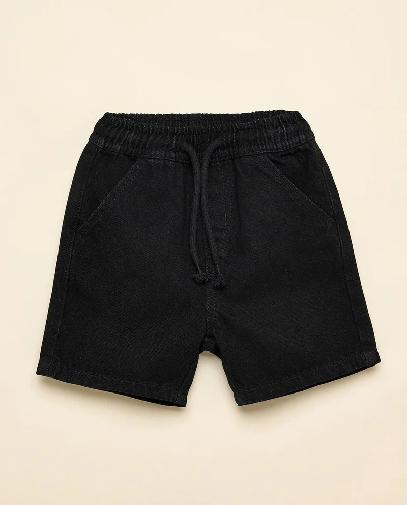 R&B Washed Denim Shorts with Drawstring Waist