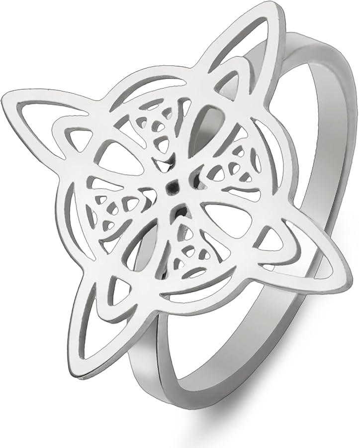 Celtic Magic Knot Pagan Wiccan Symbol Ring Silver Stainless Steel Jewelry For Women - Image 1