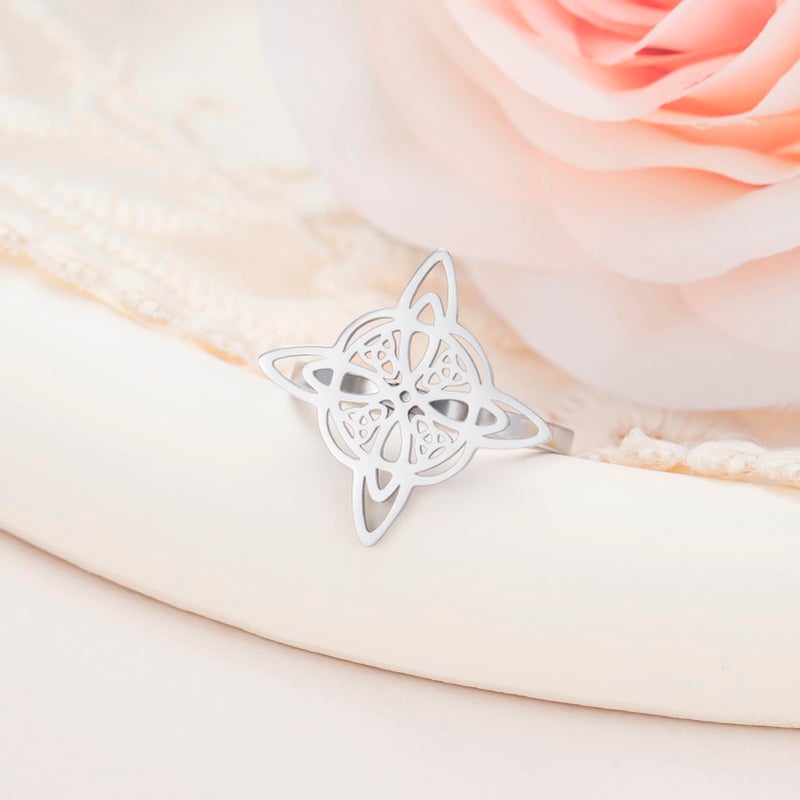 Celtic Magic Knot Pagan Wiccan Symbol Ring Silver Stainless Steel Jewelry For Women - Image 3
