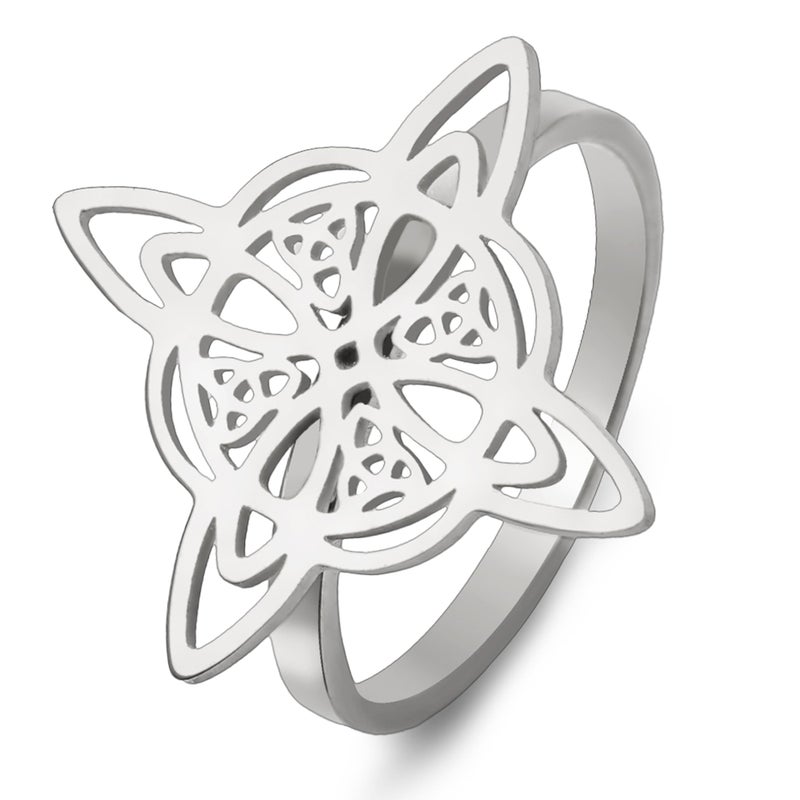 Celtic Magic Knot Pagan Wiccan Symbol Ring Silver Stainless Steel Jewelry For Women - Image 2