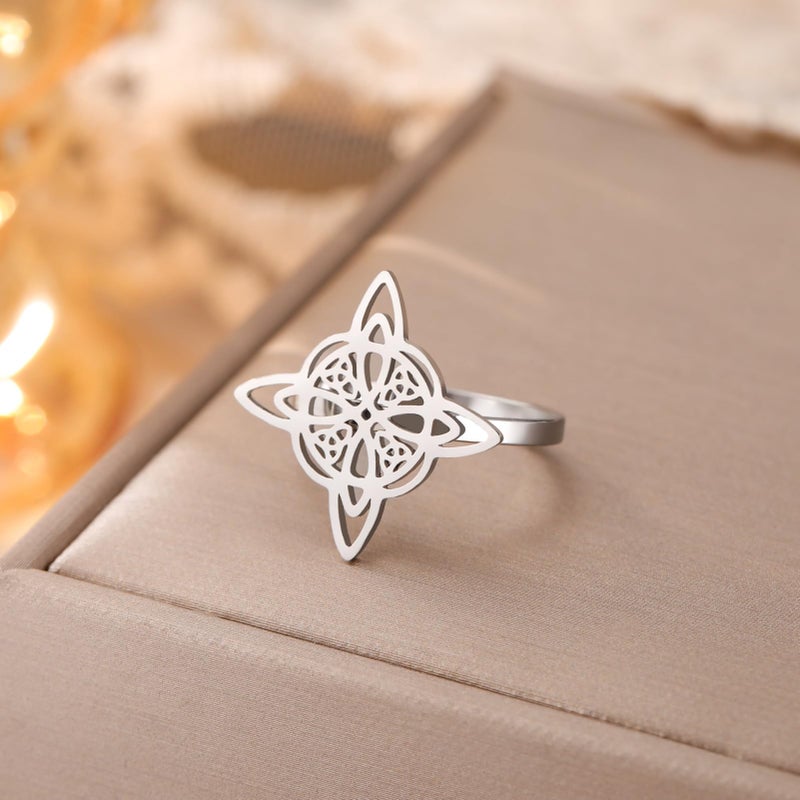 Celtic Magic Knot Pagan Wiccan Symbol Ring Silver Stainless Steel Jewelry For Women - Image 5