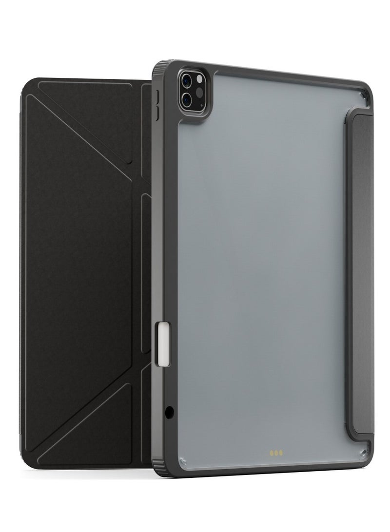 ليفيلو حافظة آيباد برو 11/ غطاء خلفي شفاف هجين / حافظة حماية من الصدمات / تم اختباره على السقوط من ارتفاع 3 أقدام / حماية 360 درجة / نوع حافظة مغناطيسية / حامل أفقي وعمودي - أسود - Image 1