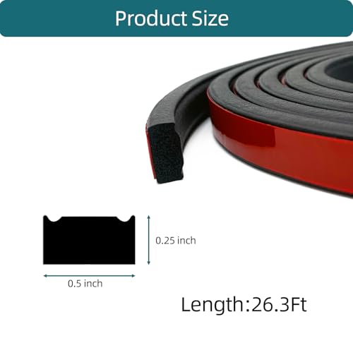 Tintvent Rectangle Foam Rubber Seal, Self-Adhesive EPDM Foam Rubber Weather Stripping for Boat, Auto, RV, Marine, Garage Doors/Window and More, W:0.5"; H:0.25"; L:26Feet - Image 2