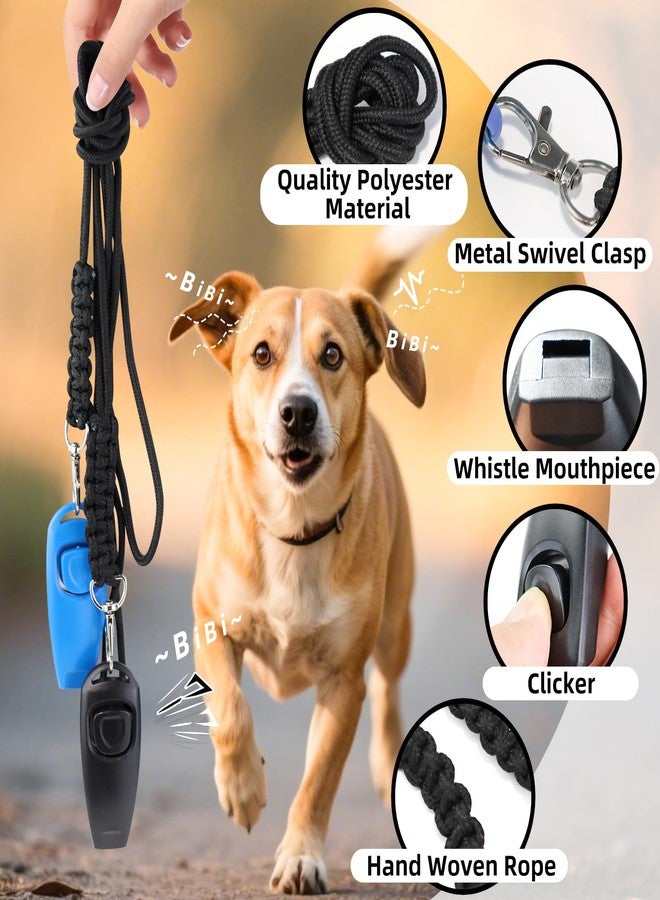 Feelorna 2 Pcs Dog Whistles with Lanyard, 2 in 1 Combined Dog Clicker Whistles for Training and Recall, Professional Dogs Training Whistle to Stop Barking Neighbors Dogs (Black, Blue) - Image 3