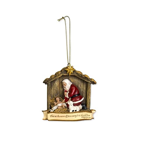 Roman Every Knee Should Bow 3.5 x 4 inch Resin Stone Christmas Ornament Decoration - Image 1