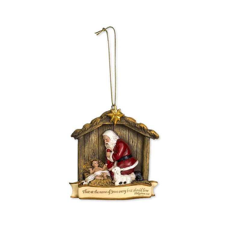 Roman Every Knee Should Bow 3.5 x 4 inch Resin Stone Christmas Ornament Decoration - Image 5