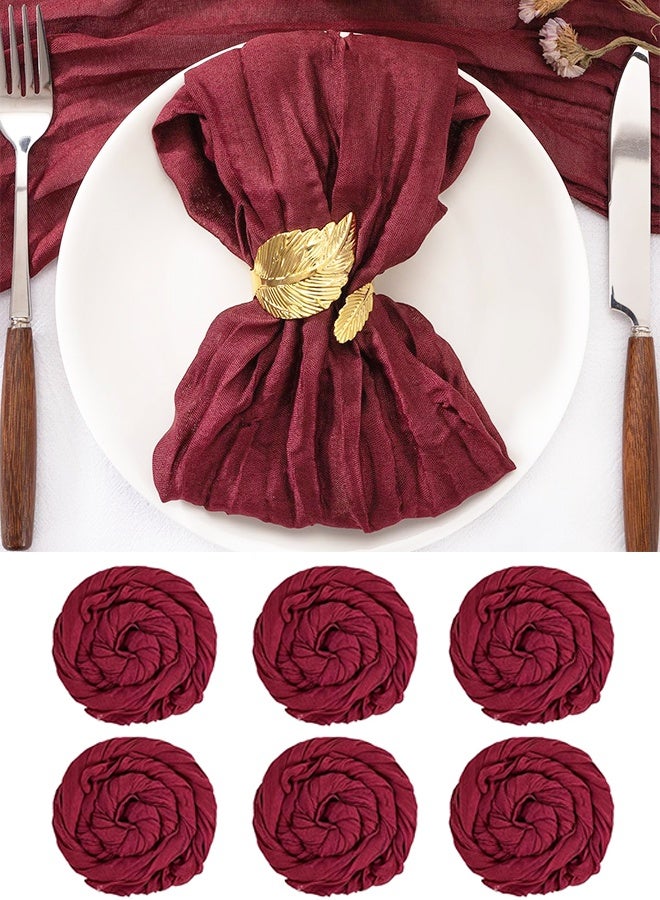 6-Piece Cloth Napkins 20 x 20 Inch Gauze Napkin Vintage Boho Cheesecloth Napkin Bulk For Party,Wedding,Reception,Bridal Shower Table Decorations,Red - Image 1