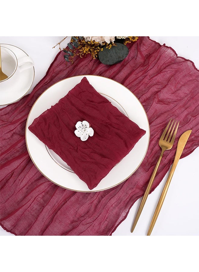 6-Piece Cloth Napkins 20 x 20 Inch Gauze Napkin Vintage Boho Cheesecloth Napkin Bulk For Party,Wedding,Reception,Bridal Shower Table Decorations,Red - Image 3