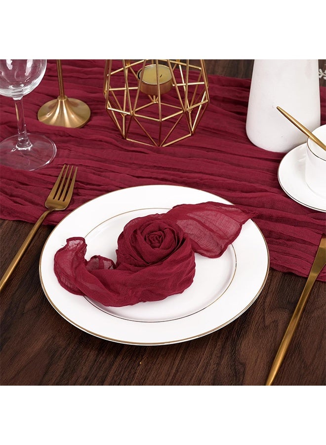 6-Piece Cloth Napkins 20 x 20 Inch Gauze Napkin Vintage Boho Cheesecloth Napkin Bulk For Party,Wedding,Reception,Bridal Shower Table Decorations,Red - Image 4