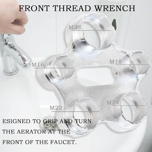 Massmot 5 in 1 Multi Faucet Wrench, Faucet Aerator Removal Tool, Metal Universal Multi-Purpose Aerator Wrench for Faucet Aerators & Sprayers - Image 4