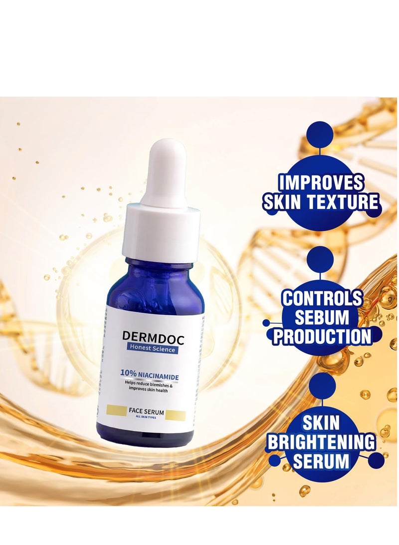 DermDoc 10% Niacinamide Face Serum, 30ml All Skin Types Controls Sebum Production Minimizes Pores Helps Reduce Hyperpigmentation & Age Spots - Image 5