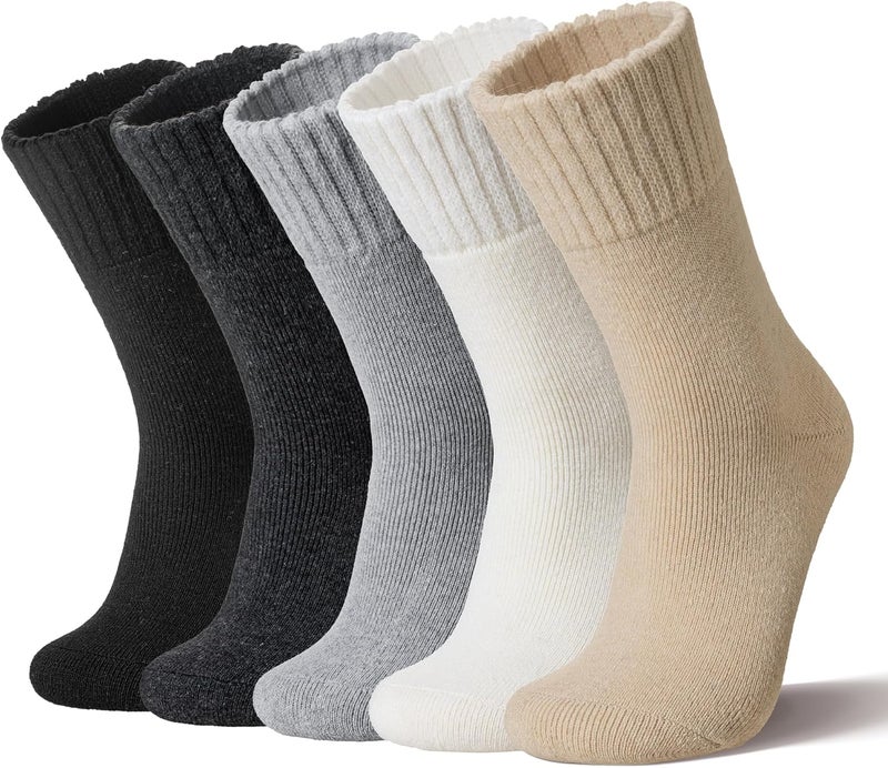 Velice Wool Socks for Women Merino Wool Boot Hiking Thick Thermal Warm Winter Crew Cushion Cozy Work Socks 5 Pairs - Image 1
