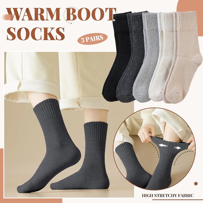Velice Wool Socks for Women Merino Wool Boot Hiking Thick Thermal Warm Winter Crew Cushion Cozy Work Socks 5 Pairs - Image 3