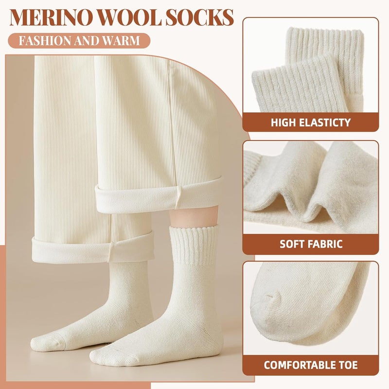 Velice Wool Socks for Women Merino Wool Boot Hiking Thick Thermal Warm Winter Crew Cushion Cozy Work Socks 5 Pairs - Image 5