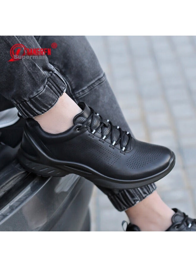 Strongman Qiangren Casual Leather Shoes For Men, 3515 Top-grain Cowhide, Outdoor Sports Duty Men's Shoes, Ready-to Training Shoes, Black, Size 42 - Image 3
