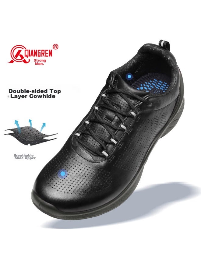 Strongman Qiangren Casual Leather Shoes For Men, 3515 Top-grain Cowhide, Outdoor Sports Duty Men's Shoes, Ready-to Training Shoes, Black, Size 42 - Image 2