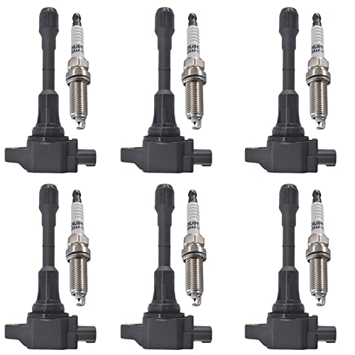 Autowxjq Set of 6 Iridium Spark Plug and 6 Ignition Coil Pack Compatible with Nissan Infiniti Maxima Murano Pathfinder Quest Altima Q50 QX60 FX35 370Z Q70 G37 QX50 QX70 V6 Replacement for UF550 - Image 1