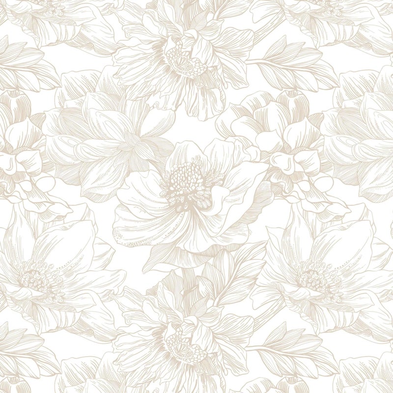 Dimoon 78.7"x17.3" Peel and Stick Wallpaper Floral Beige Neutral White Boho Contact Paper Modern Wallpaper Removable Self Adhesive Wall Paper Bedroom Bathroom Kitchen Thicken Waterproof Vinyl Roll - Image 1