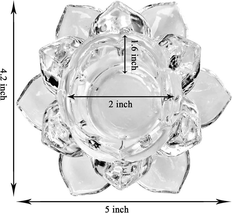 Le Chiic 2Pcs Lotus Candle Holders Tealight Tea Light Candle Holders Votive Candle Holders Bulk Clear Glass Candle Holder for Table Centerpiece Wedding Party Home Decor 2PcsClear  - Image 3