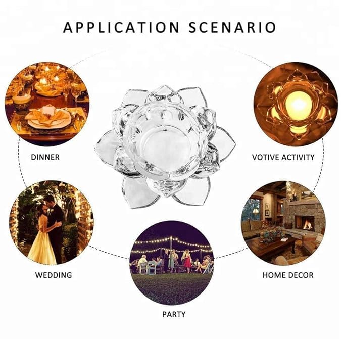 Le Chiic 2Pcs Lotus Candle Holders Tealight Tea Light Candle Holders Votive Candle Holders Bulk Clear Glass Candle Holder for Table Centerpiece Wedding Party Home Decor 2PcsClear  - Image 2