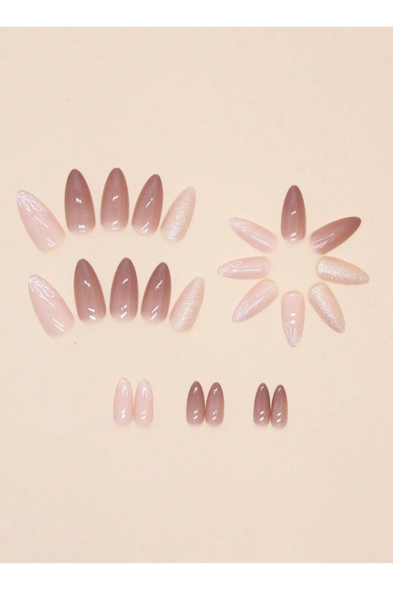 اظافر تركيب مزيفه بشكل لوزي تحتوي العلبه على 24 ظفر مع مبرد اظافر و صمغ - Image 1