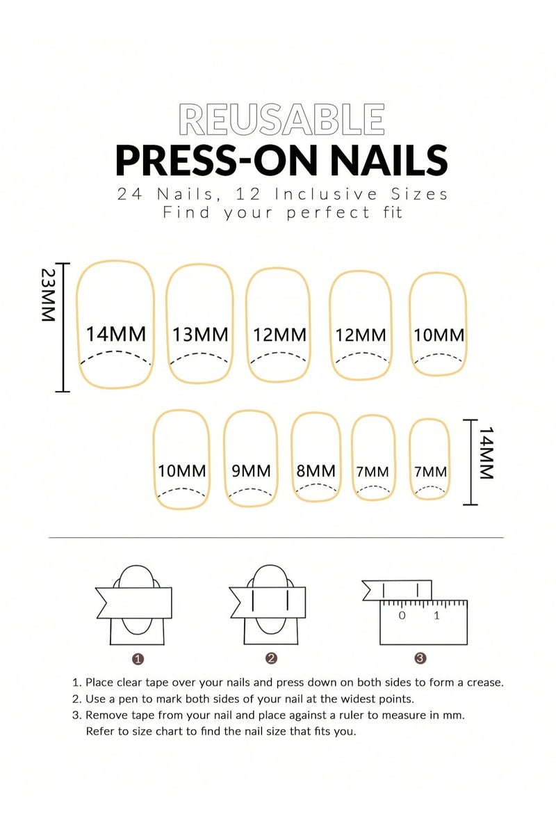 اظافر تركيب مزيفه بشكل لوزي تحتوي العلبه على 24 ظفر مع مبرد اظافر و صمغ - Image 3
