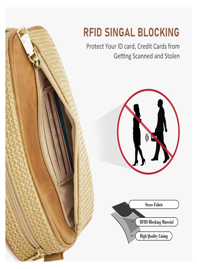 AOCINA Straw Crossbody Bags for Women Summer Purse Woven Bag Travel Beach Hawaiian Essentials RFID Shoulder Handbags Gifts(Weaving Khkai) - Image 3