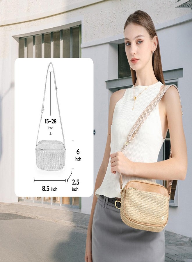 AOCINA Straw Crossbody Bags for Women Summer Purse Woven Bag Travel Beach Hawaiian Essentials RFID Shoulder Handbags Gifts(Weaving Khkai) - Image 2