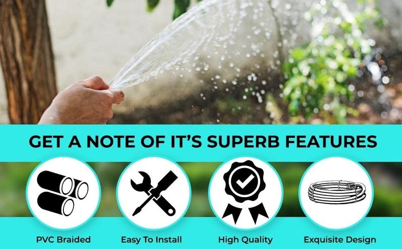 Essoti 10 Meter 0.5 Inch PVC Green Water Pipe| Lightweight, Durable & Flexible| Hose with Accessories Connector & Clamps| Watering Garden, Cleaning, Outdoor-Indoor Use (10 Meter) - Image 5