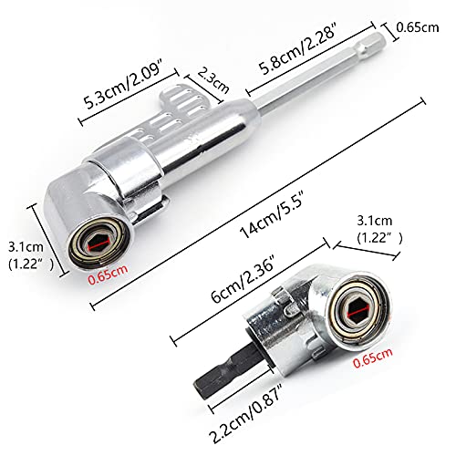 Jamiikury Silver 105 Degree Right Angle Drill Bit Holder, 1/4" Hex Shank Driver and Flexible Angle Extension Bit Kit for Screwdriver & Drill - Image 2