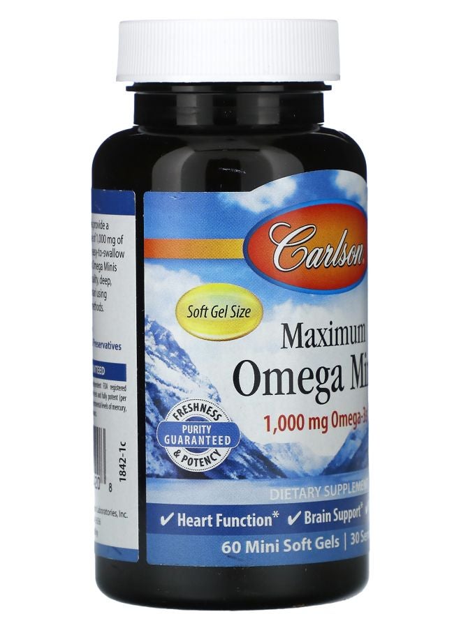 Carlson Maximum Omega Minis Natural Lemon 1000 mg 60 Mini Soft Gels (500 mg per Soft Gel) - Image 2
