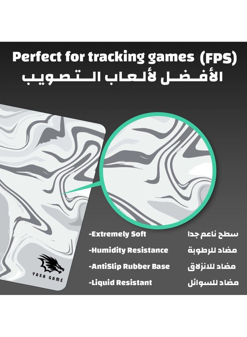 YASA GAME Extended Large Gaming Mouse Pad 100 X 50 cm XXL Full Desk Art style & Mousepad Non-Slip Rubber Base Big Keyboard Mat with Stitched Edges water resist for Gaming from Yasa ( Liqued White ) - Image 2