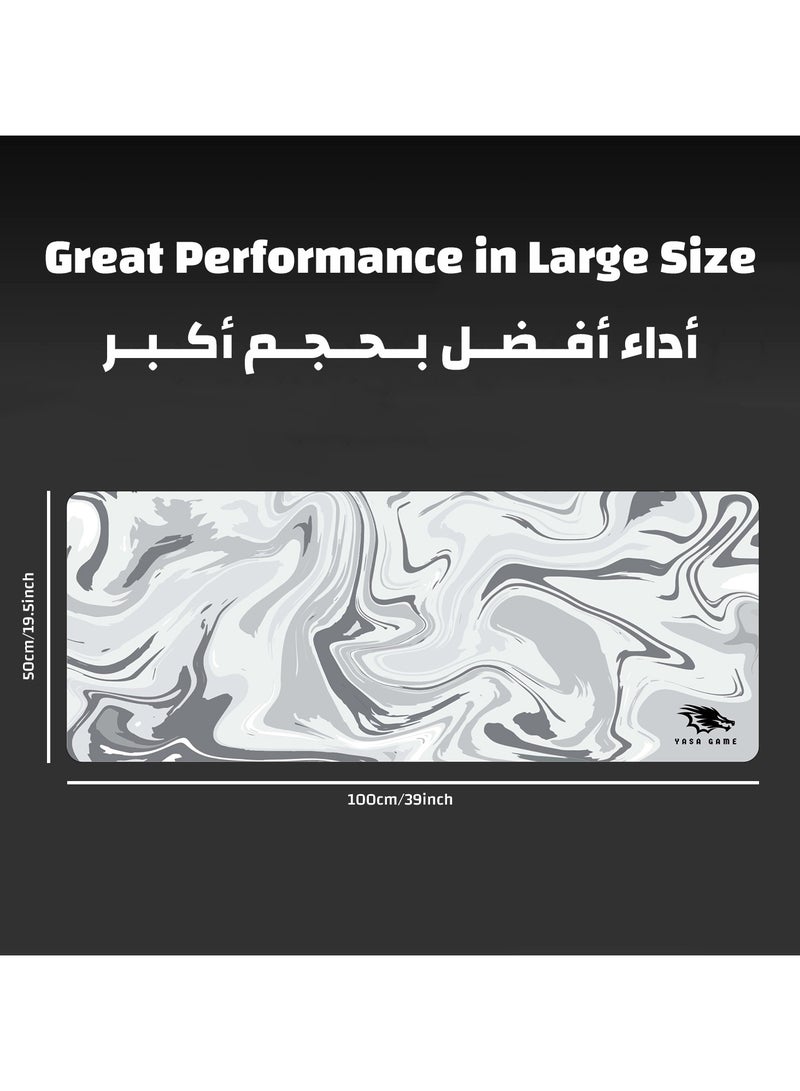 YASA GAME Extended Large Gaming Mouse Pad 100 X 50 cm XXL Full Desk Art style & Mousepad Non-Slip Rubber Base Big Keyboard Mat with Stitched Edges water resist for Gaming from Yasa ( Liqued White ) - Image 4