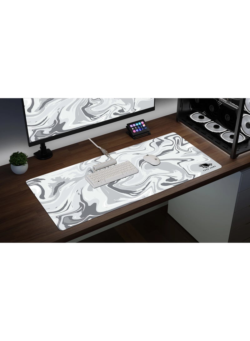 YASA GAME Extended Large Gaming Mouse Pad 100 X 50 cm XXL Full Desk Art style & Mousepad Non-Slip Rubber Base Big Keyboard Mat with Stitched Edges water resist for Gaming from Yasa ( Liqued White ) - Image 5