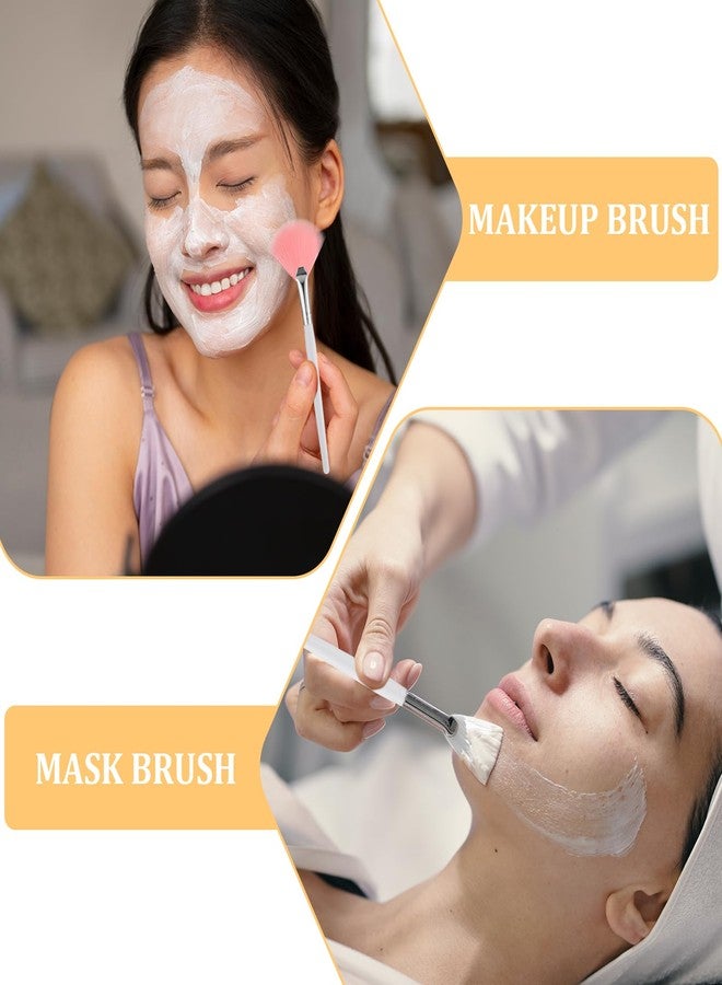 BOHUIZ 6 Pcs Fan Brushes for Facial, Face Mask Applicator Soft Makeup Mask Acid Applicator Brush, Flat Head Mask Applicator Esthetician Brush for Women Girls Mud Clay Mask Makeup Peel(Pink and White) - Image 4