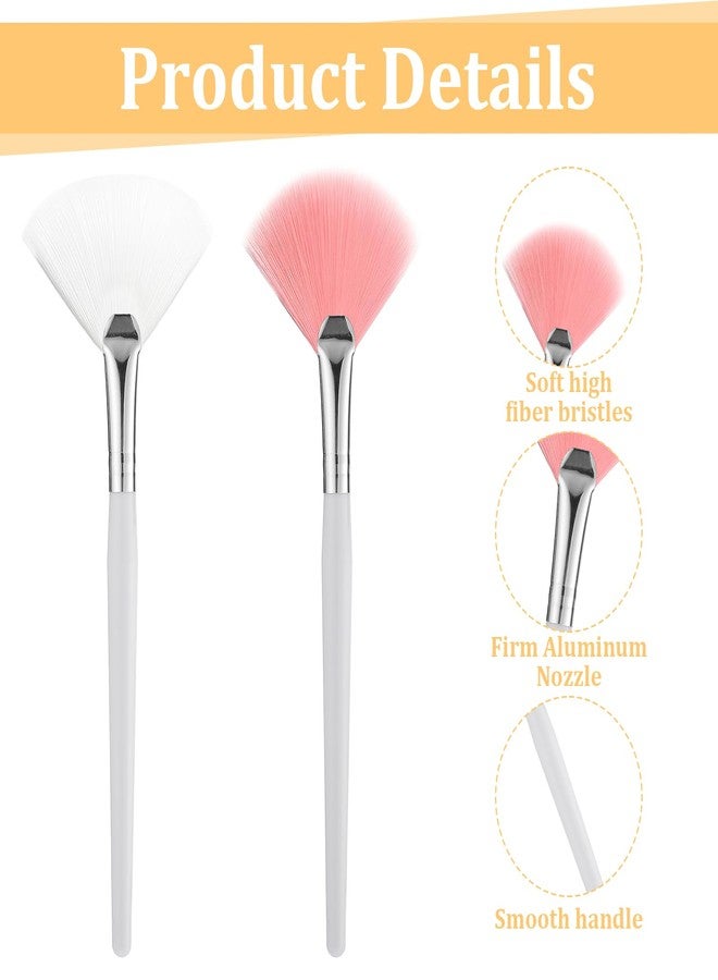 BOHUIZ 6 Pcs Fan Brushes for Facial, Face Mask Applicator Soft Makeup Mask Acid Applicator Brush, Flat Head Mask Applicator Esthetician Brush for Women Girls Mud Clay Mask Makeup Peel(Pink and White) - Image 3
