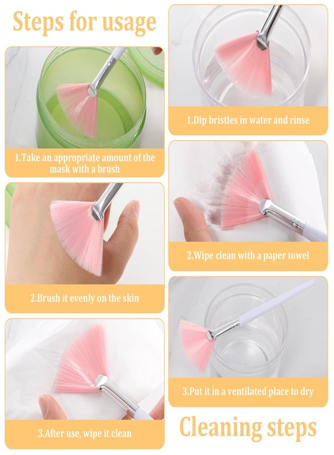 BOHUIZ 6 Pcs Fan Brushes for Facial, Face Mask Applicator Soft Makeup Mask Acid Applicator Brush, Flat Head Mask Applicator Esthetician Brush for Women Girls Mud Clay Mask Makeup Peel(Pink and White) - Image 5