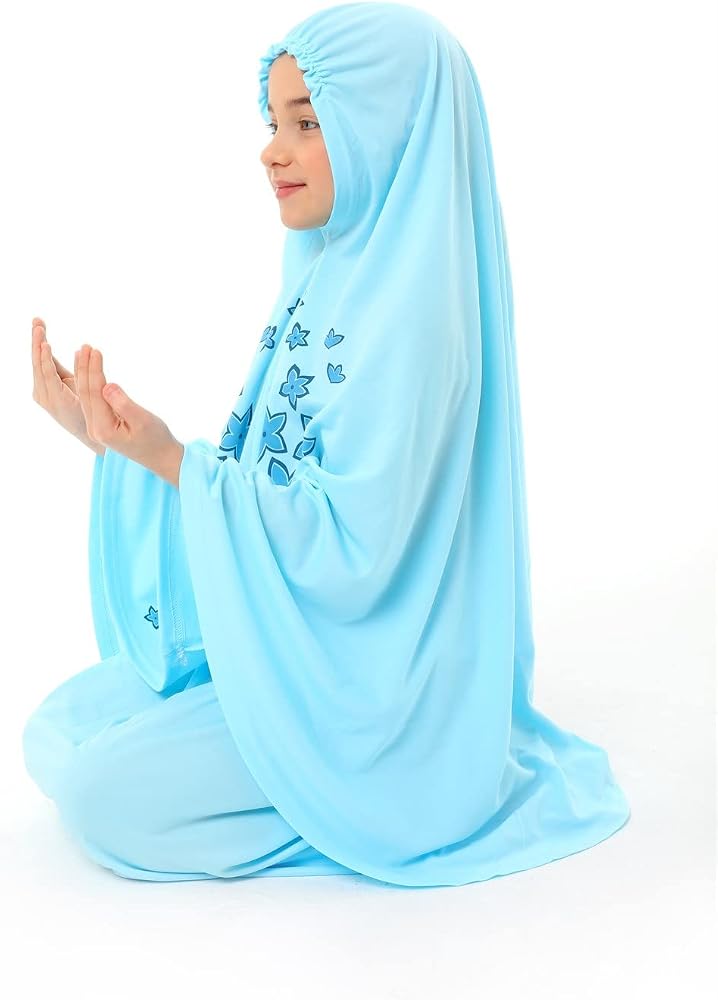 Elanesa  Girl's Prayer Dress with Star Printed Long Headscarf - Image 3